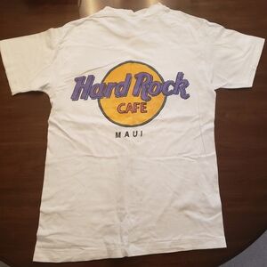 Vintage Hard Rock Cafe Maui (Closed 2016) White Tee with Front & Back Graphics